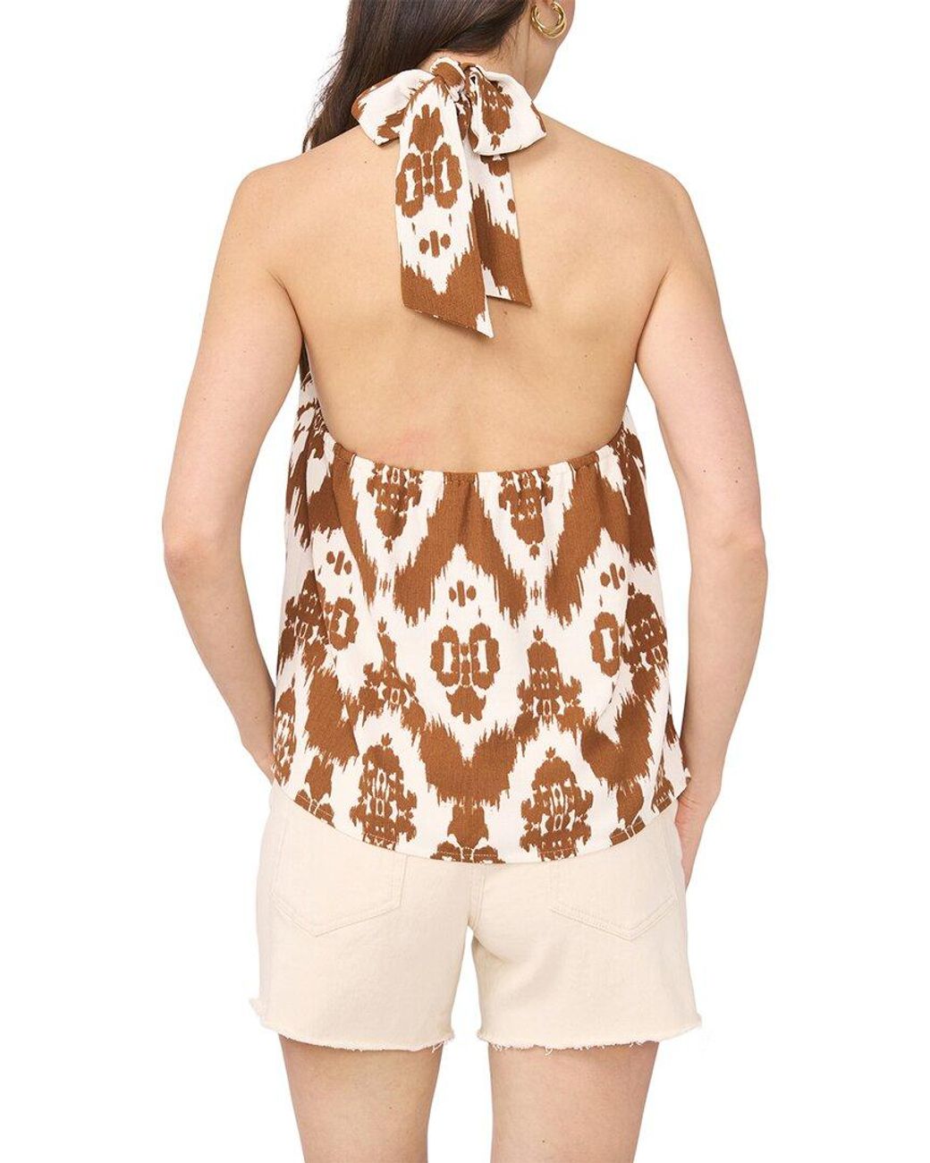 Vince Camuto Natural Twisted Front Halter Top