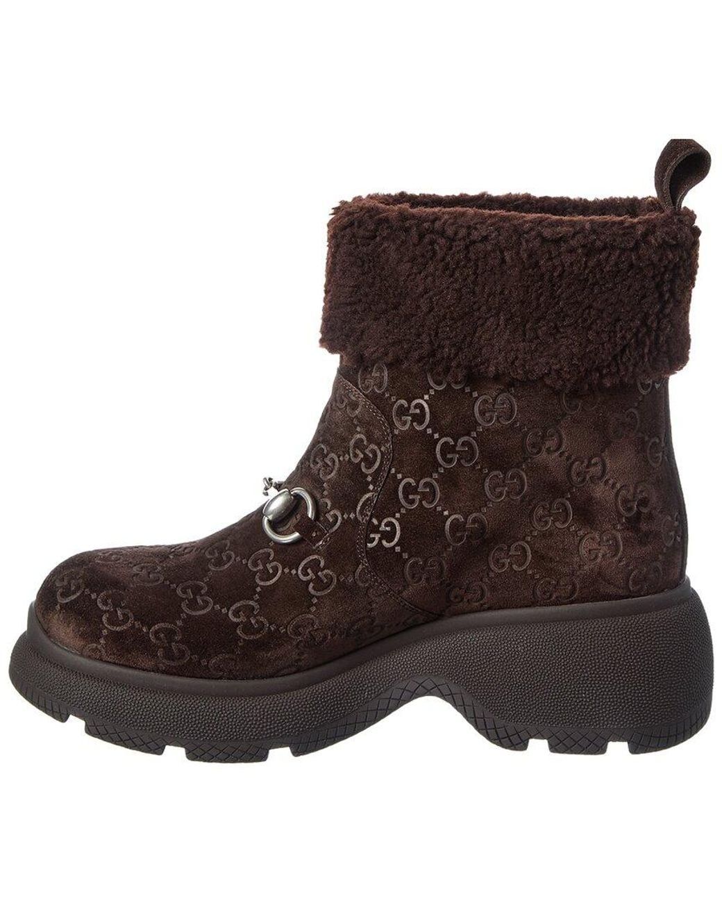 Gucci Brown Gg Suede Bootie