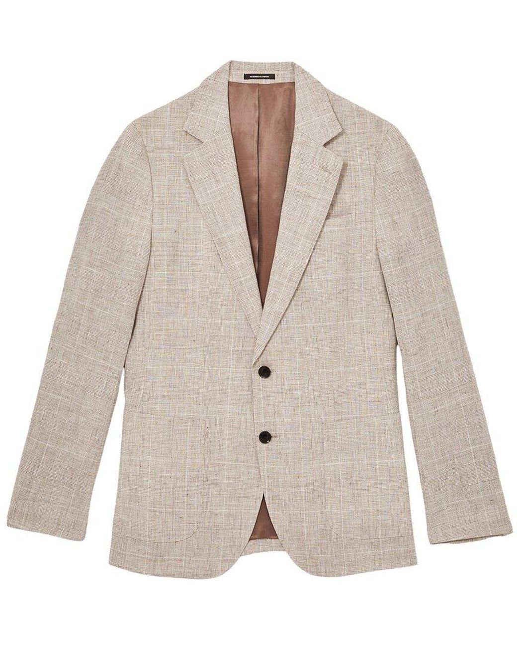 Reiss Gray Ashton Notch Linen Formal Jacket for men