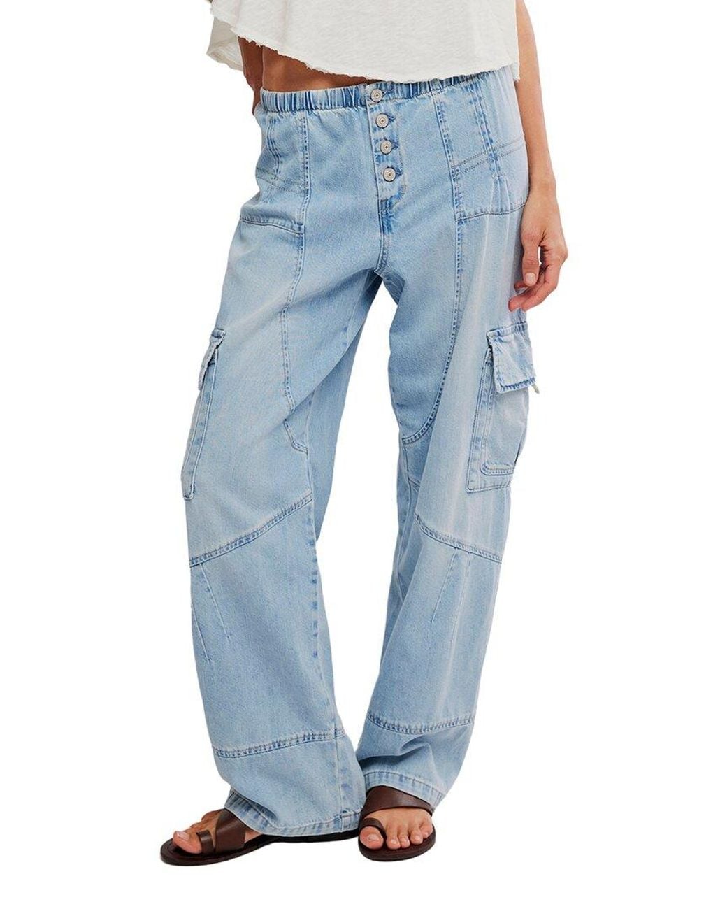Free People Blue Wallflower Pull Straight Leg Jean