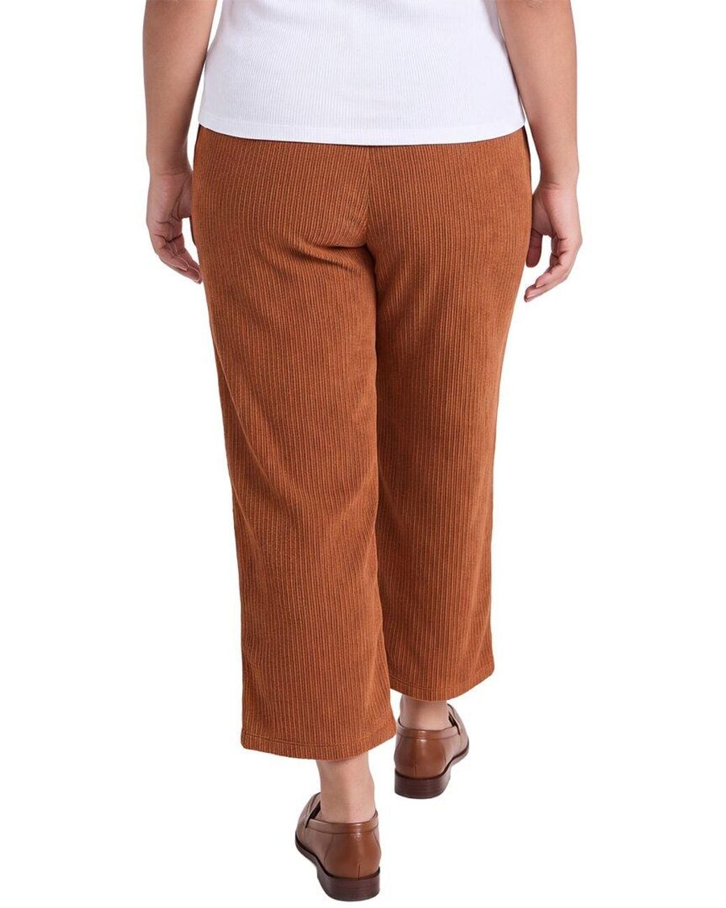 Anne Klein Brown Plus Pull-On Wide Waistband Wide Leg Crop Pant