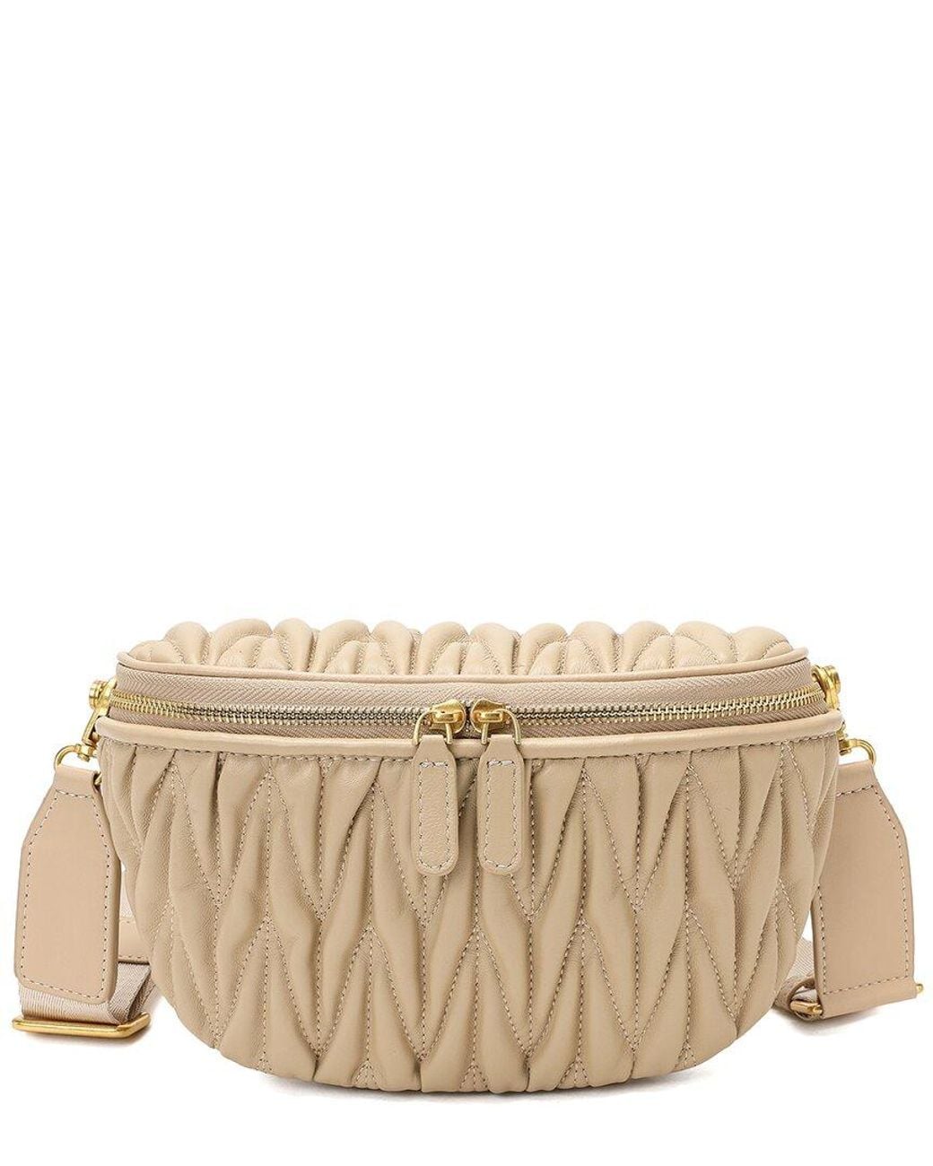 Tiffany & Fred Paris Natural Full-grain Pleated Leather Bag