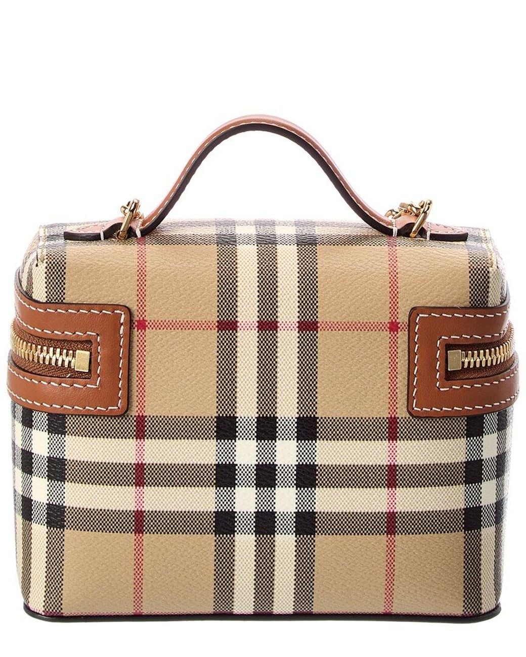 Burberry Brown Mini Check E-Canvas & Leather Crossbody