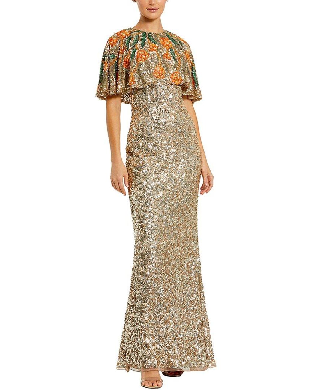 Mac Duggal Metallic Shawl Gown