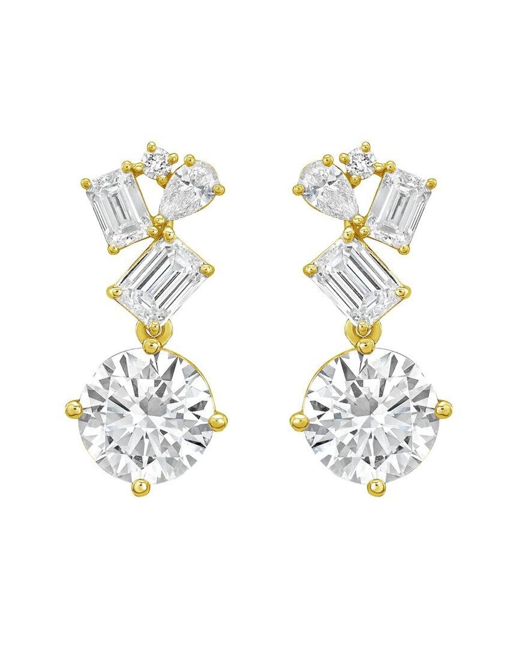Diana M Metallic 14K 15.00 Ct. Tw. Lab-Grown Diamond Drop Earrings