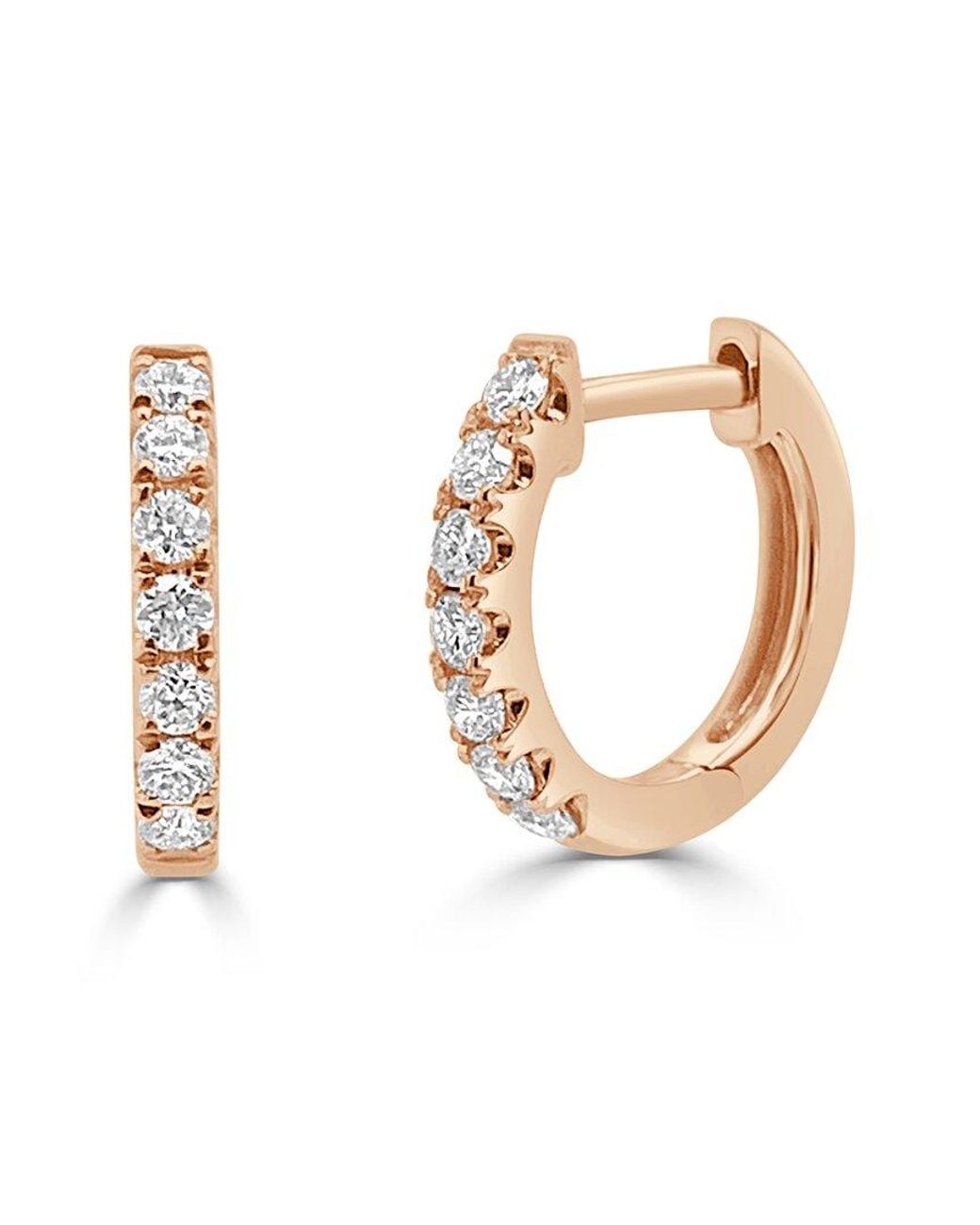Sabrina Designs White 14k Rose Gold 0.20 Ct. Tw. Diamond Huggie Earrings