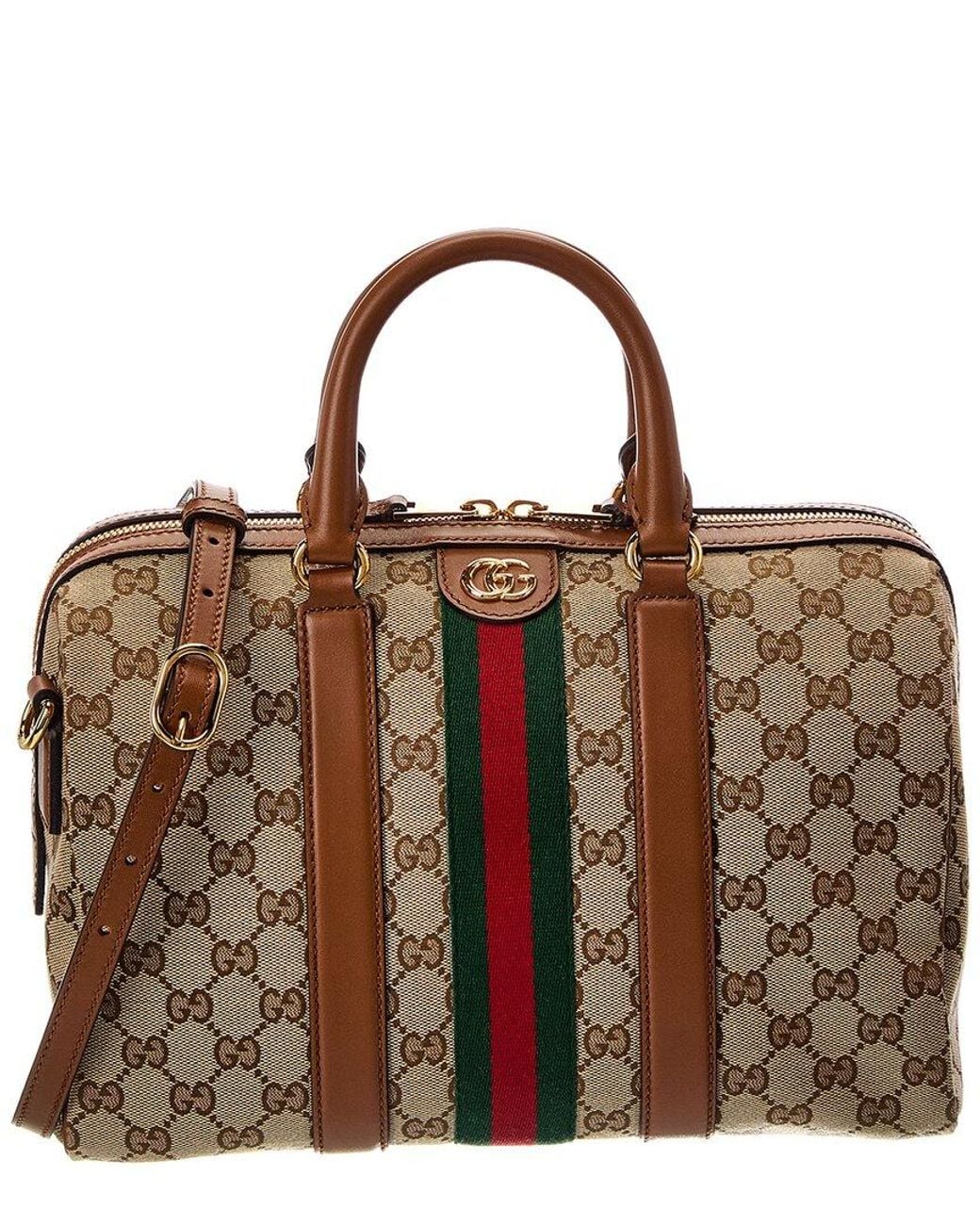 Gucci Brown Ophidia Medium Canvas & Leather Satchel