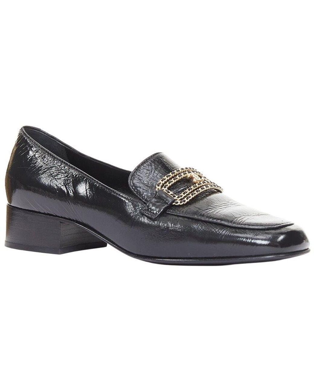 Chanel Black Calfskin Cc Chain Link Moccasin (Authentic Pre-Loved)