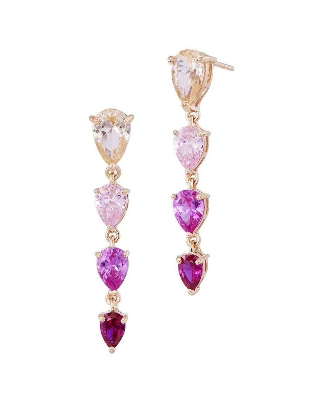 Savvy Cie Pink Cz Drop Earrings