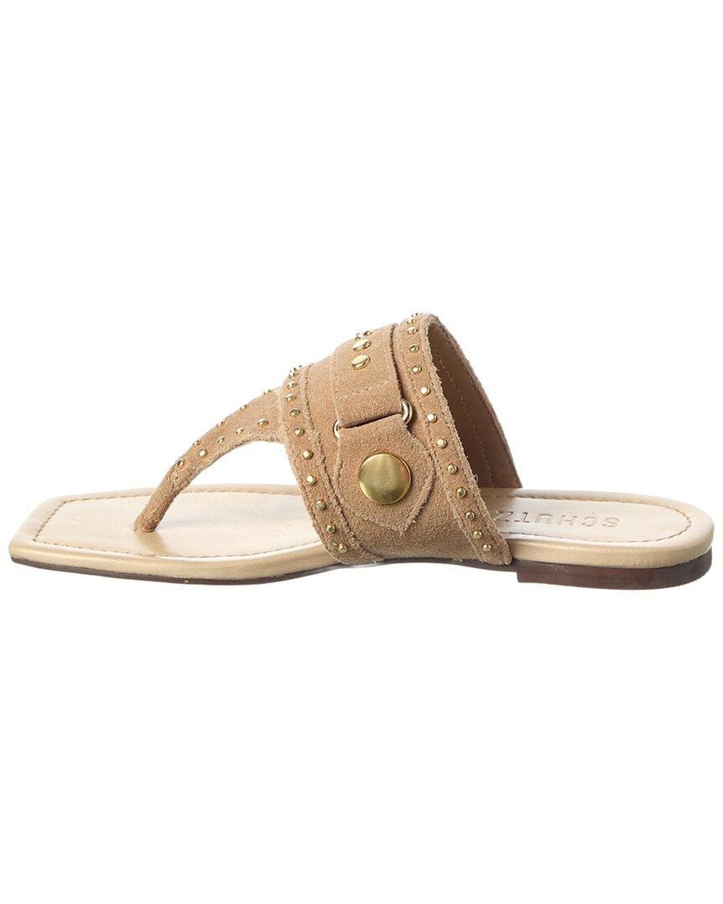 SCHUTZ SHOES White Aria Suede Thong Flat Sandal