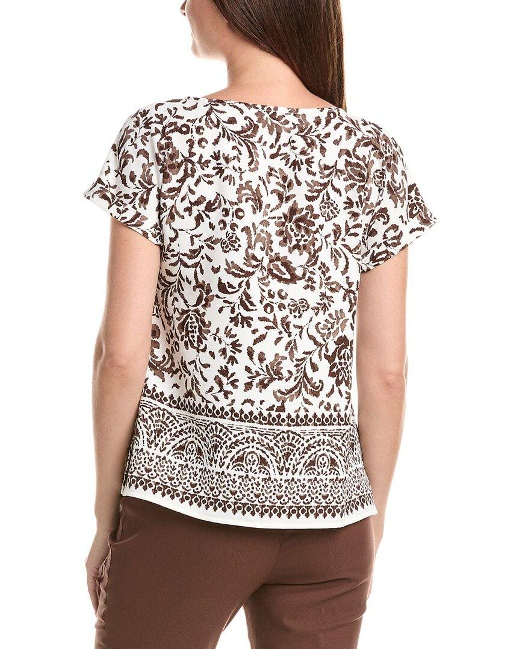 Jones New York White Petite Button Detail Blouse