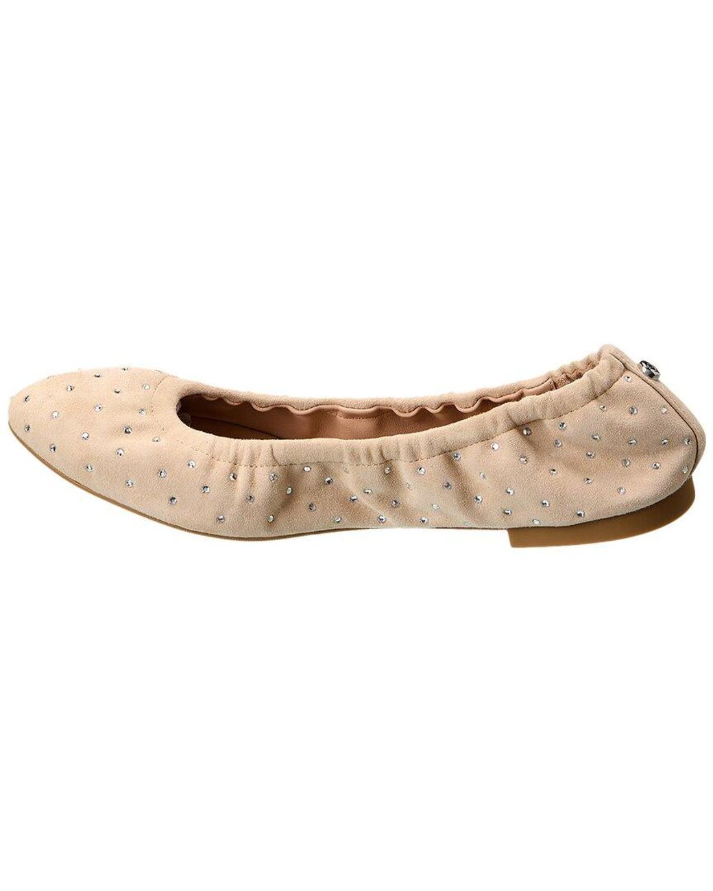 Stuart Weitzman Natural Bling Suede Ballet Flat