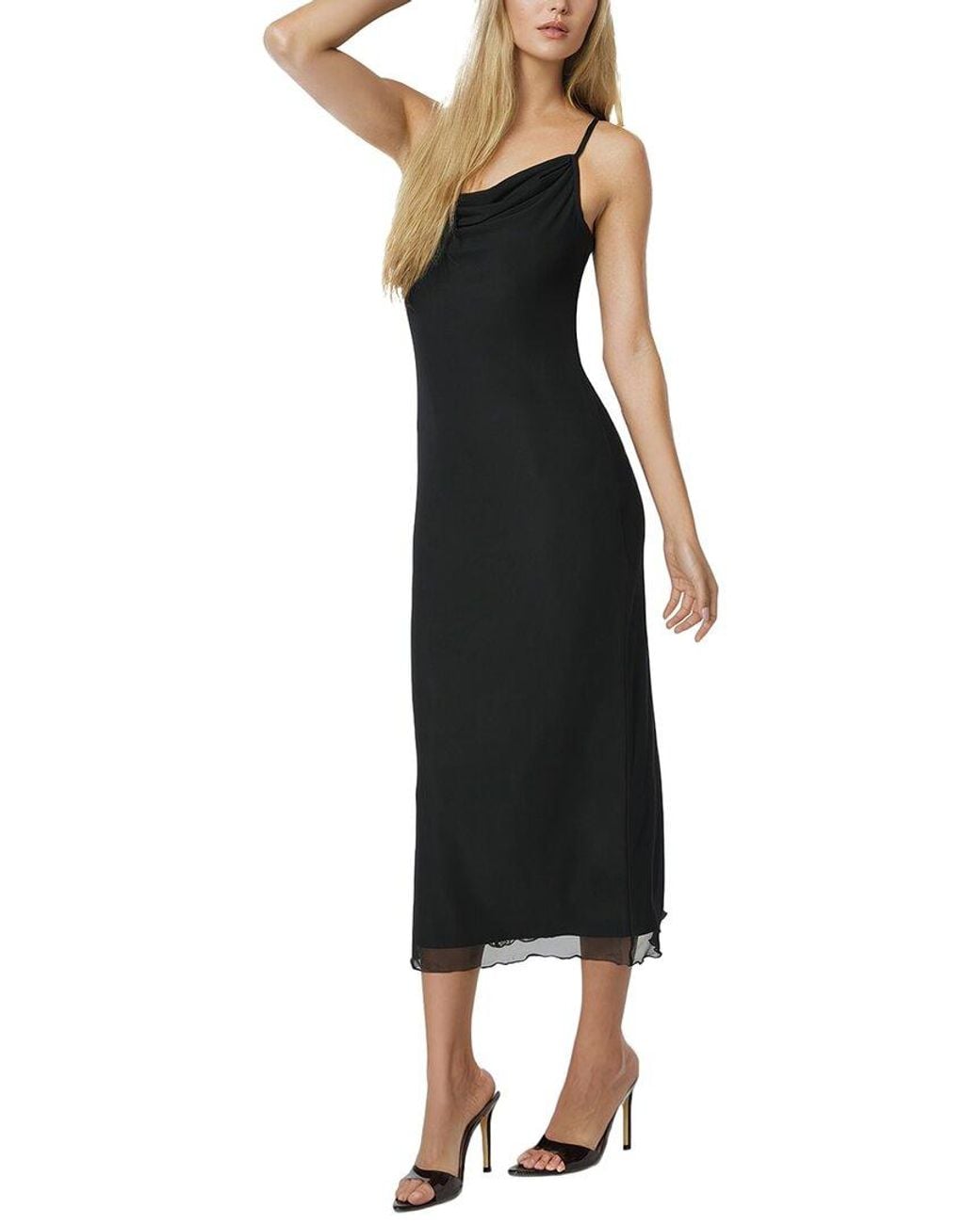 Bebe Black Powermesh Maxi Slip Dress