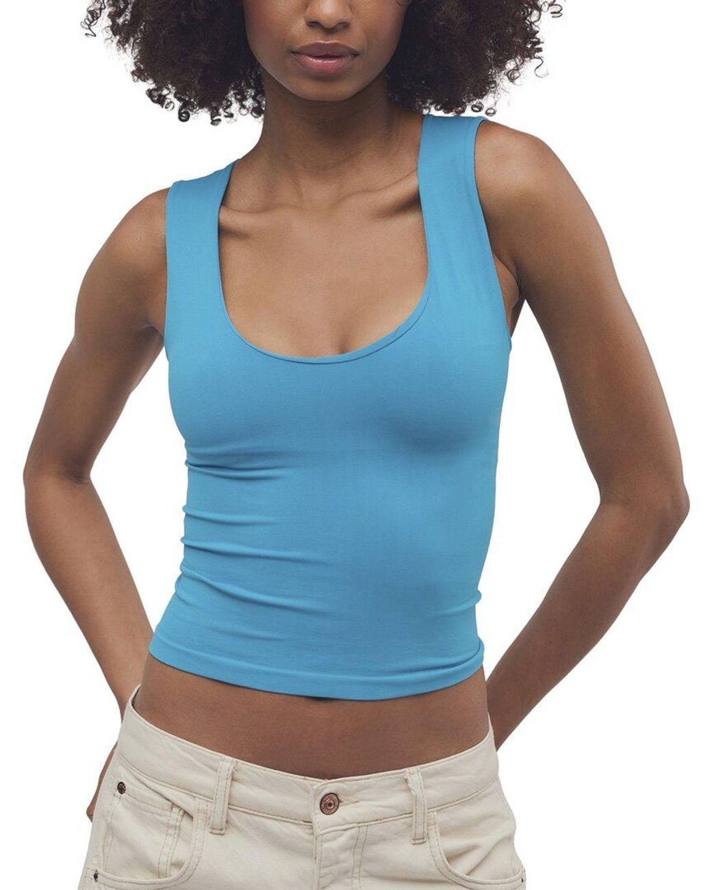 Free People Blue Clean Lines Muscle Cami