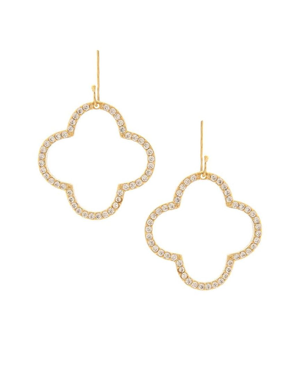 Rivka Friedman Metallic 18k Plated Cz Clover Earrings