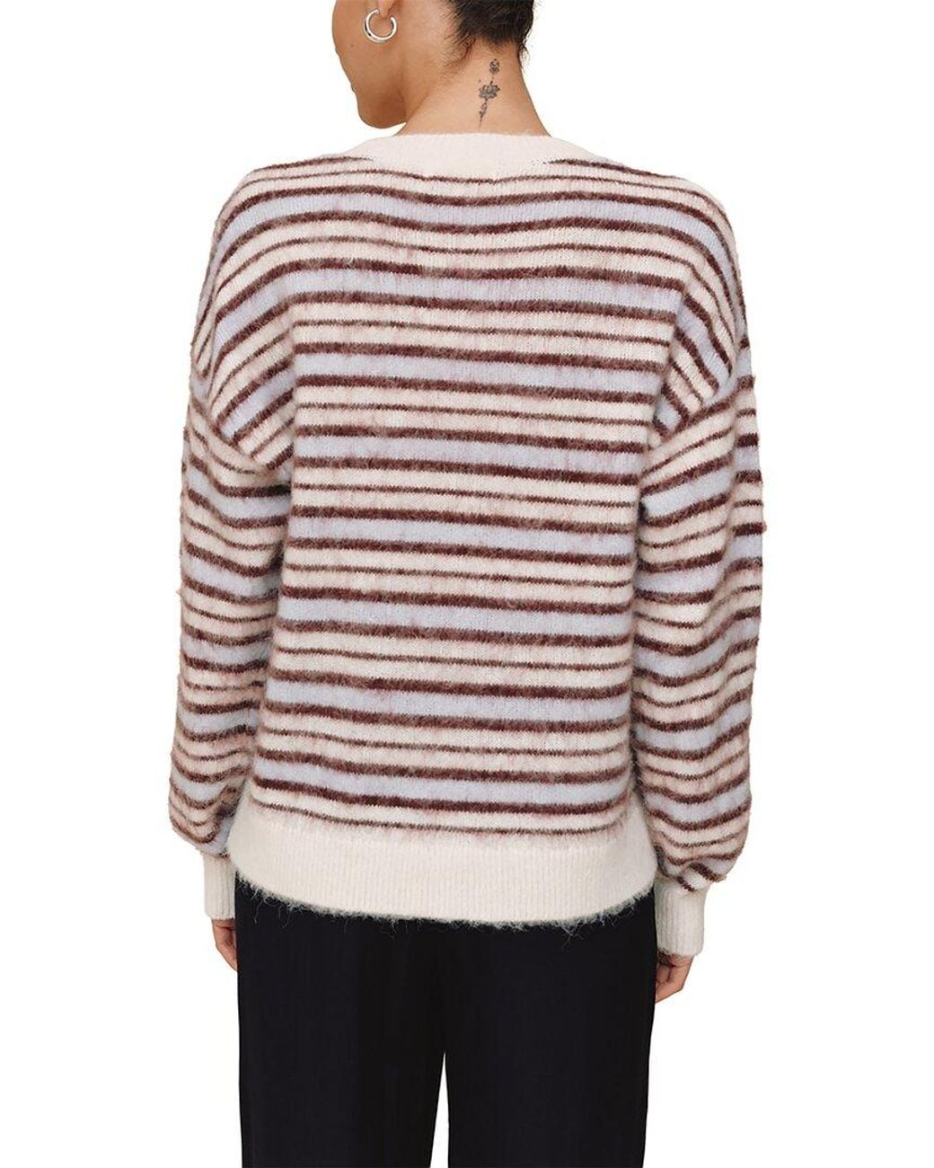 Bella Dahl Blue Striped Crew Neck Sweater