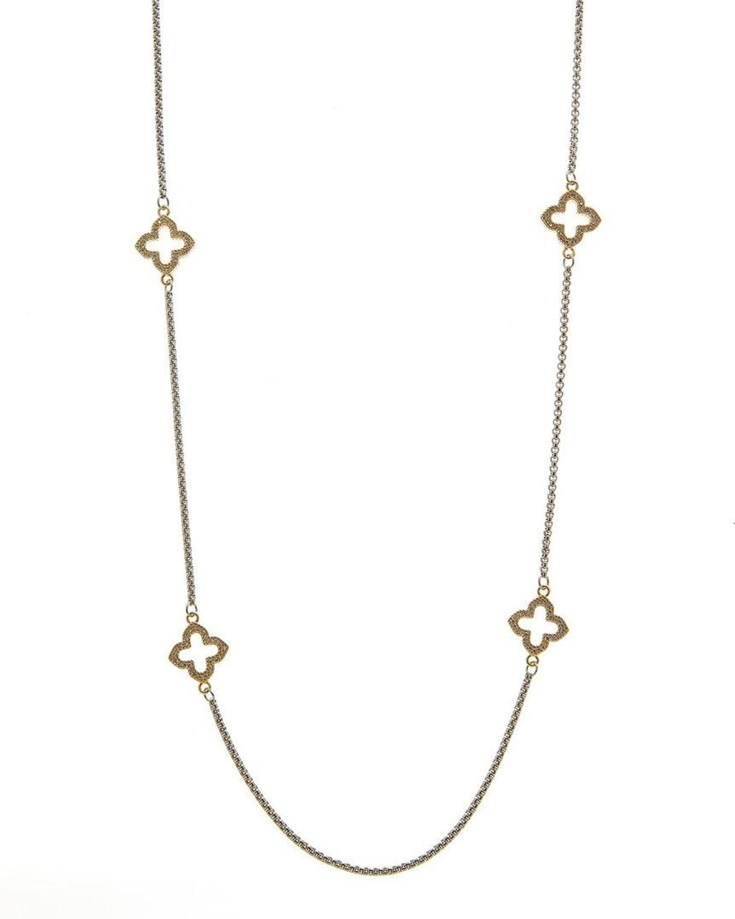 Juvell Metallic Plated Cz Clover Link Necklace