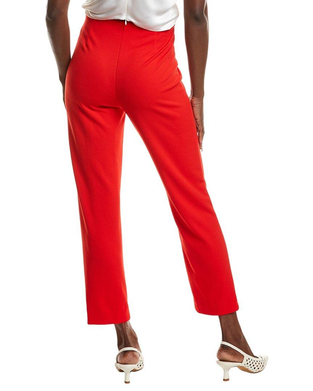 Anne Klein Red Hollywood Waist Straight Ankle Pant