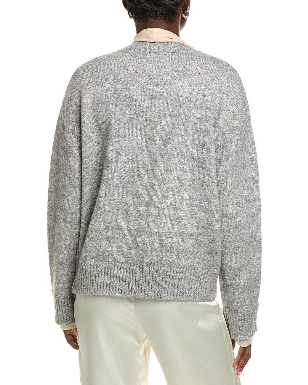 Endless Rose Gray Contrast Neck Tie Sweater