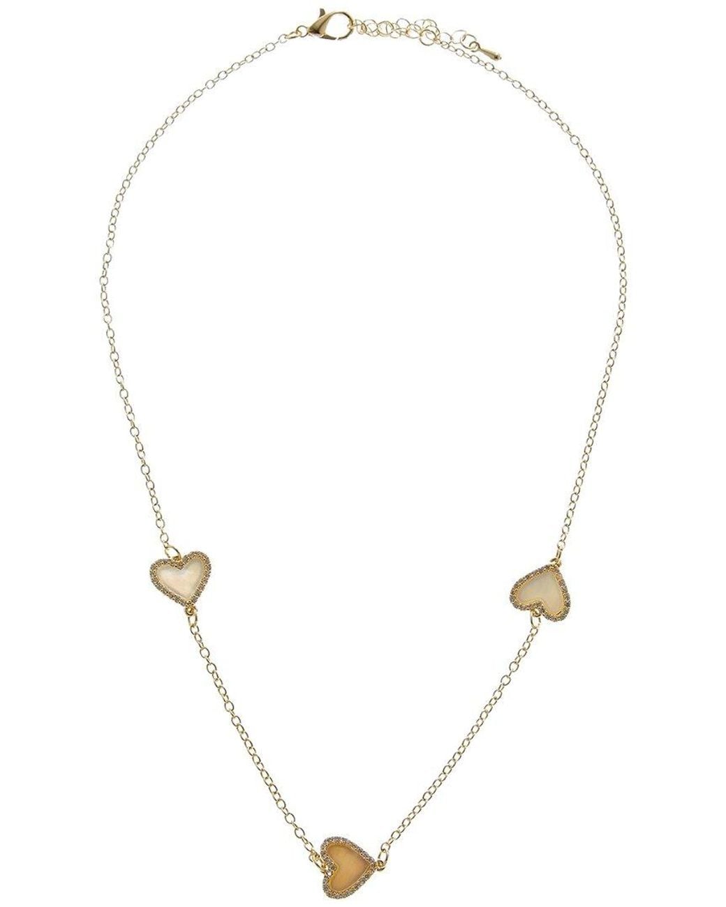 Juvell Metallic Plated Lab-Grown Mother Of Pearl Cz Heart Necklace