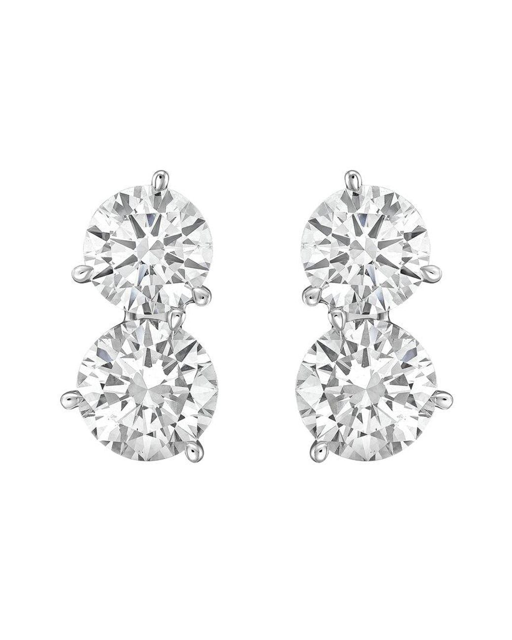 Diana M Metallic 14K 7.00 Ct. Tw. Lab-Grown Diamond Two-Stone Earrings