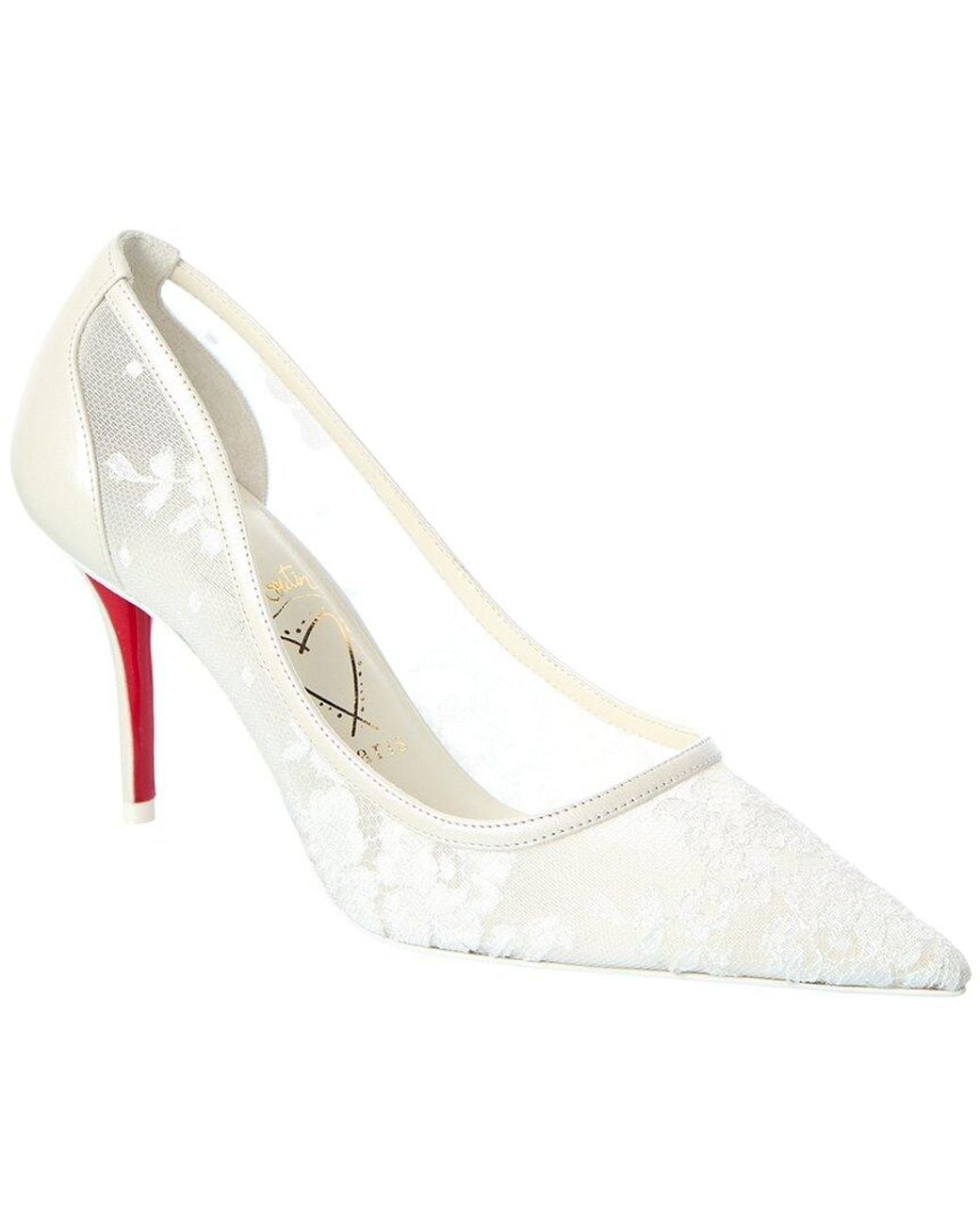 Christian Louboutin White Miss Z 80 Mesh & Leather Pump