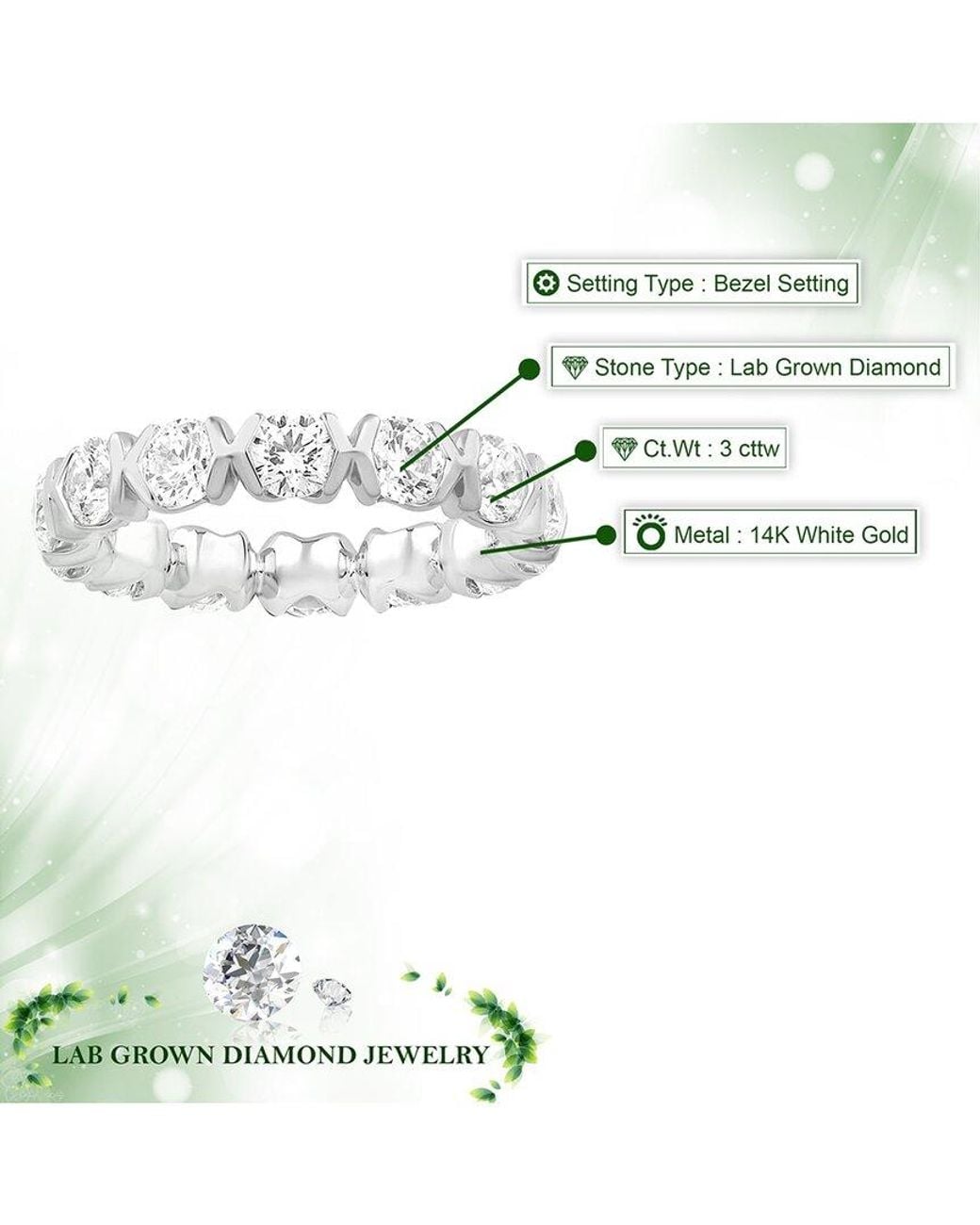Amairah White 14K 3.00 Ct. Tw. Lab-Grown Diamond Eternity Ring