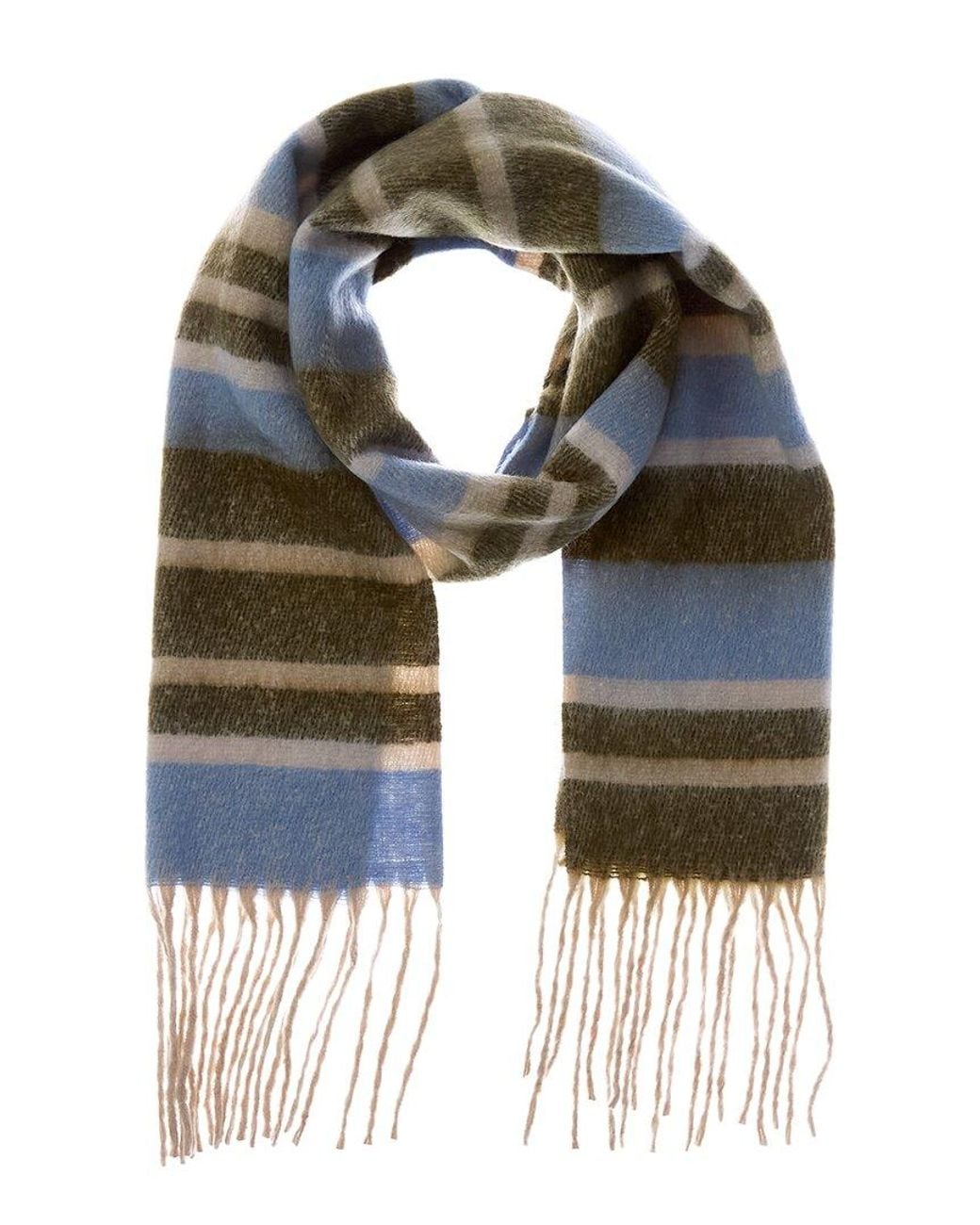 La Fiorentina Green Plush Fringe Scarf