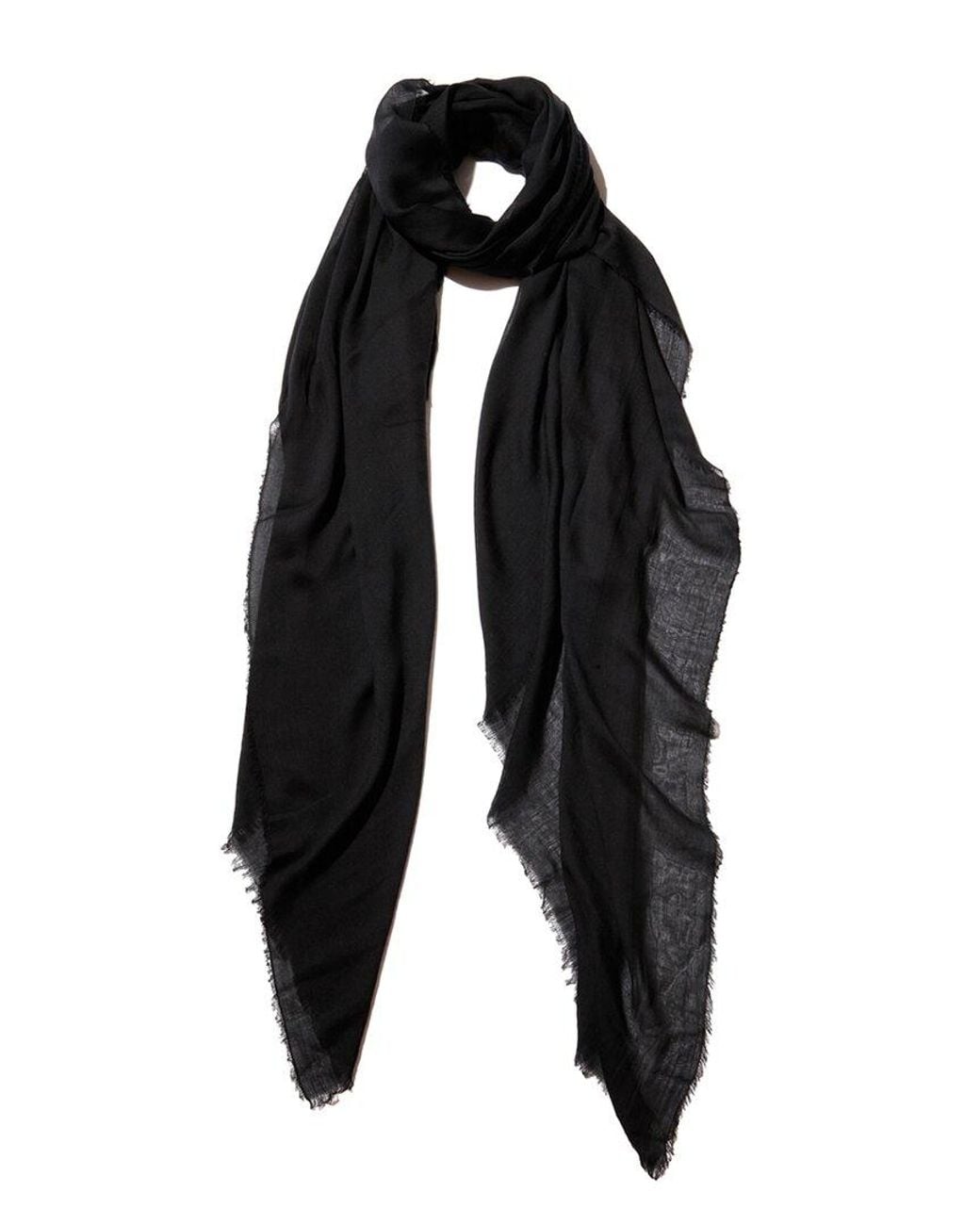 Blue Pacific Black Vintage Cashmere-Blend Scarf