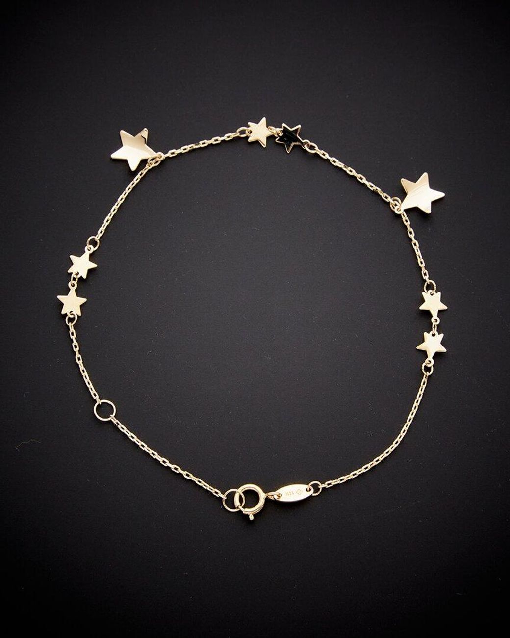 Italian Gold Black 14k Star Charm Ankle Bracelet