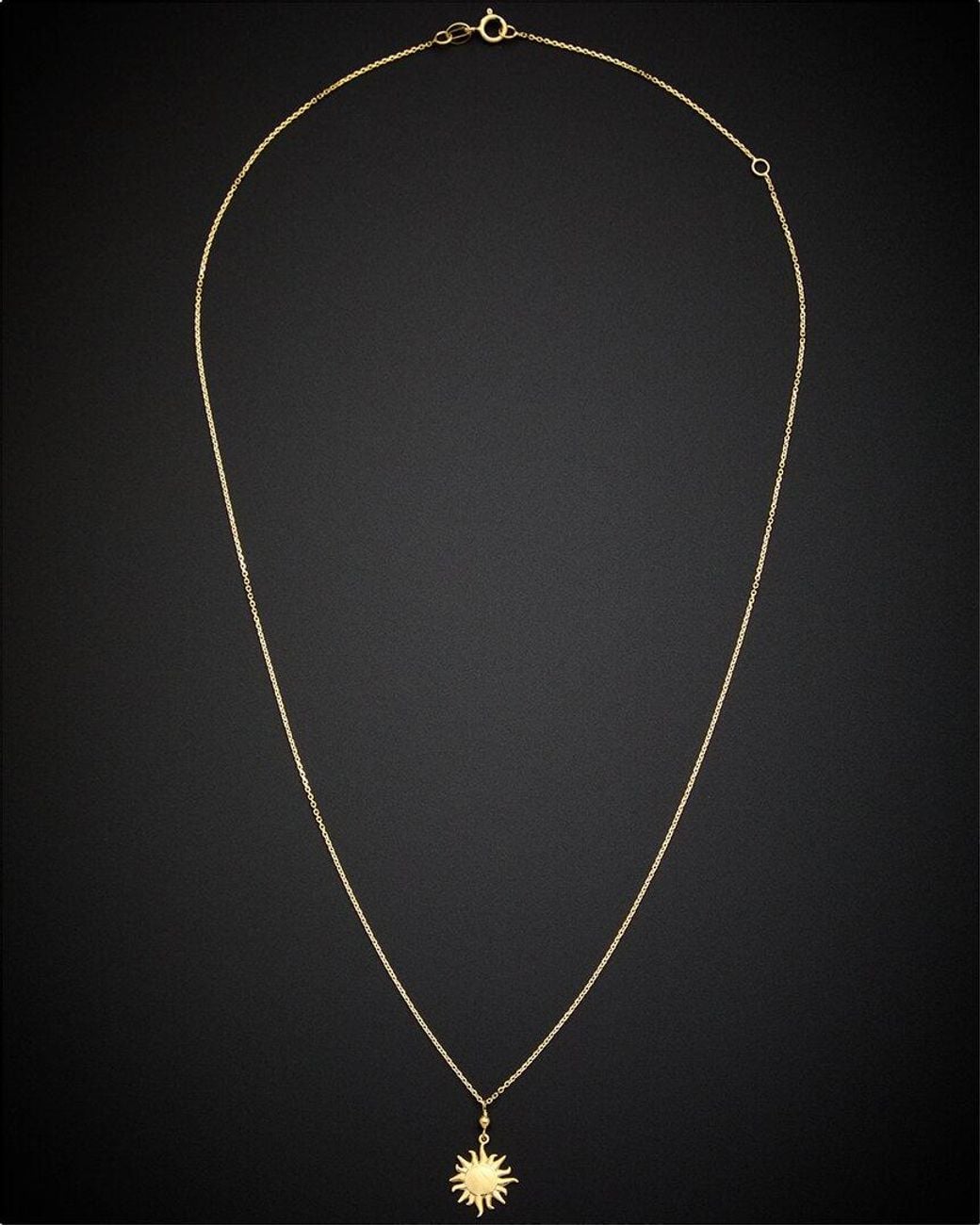 Italian Gold Black 14k Sun Pendant Necklace