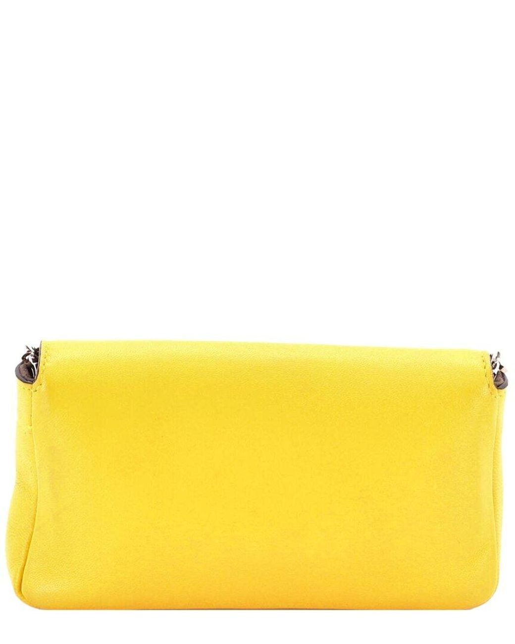Fendi Yellow Leather & Raccoon Fur Monster Baguette Micro (Authentic Pre- Loved)