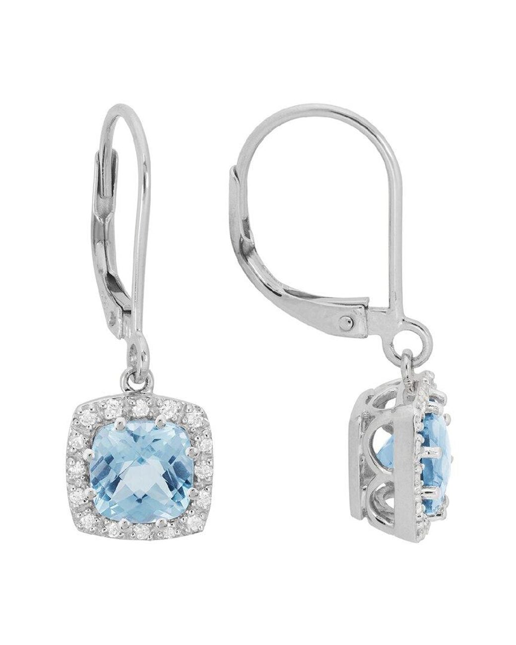 Diamond Select Cuts Blue 14k Diamond .16 Ct. & 2.2 Ct. Aquamarine Earrings