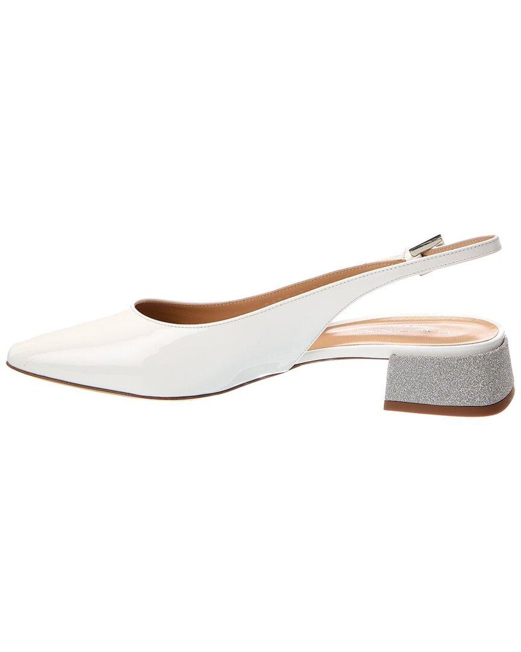 Baldini White Patent Slingback Pump