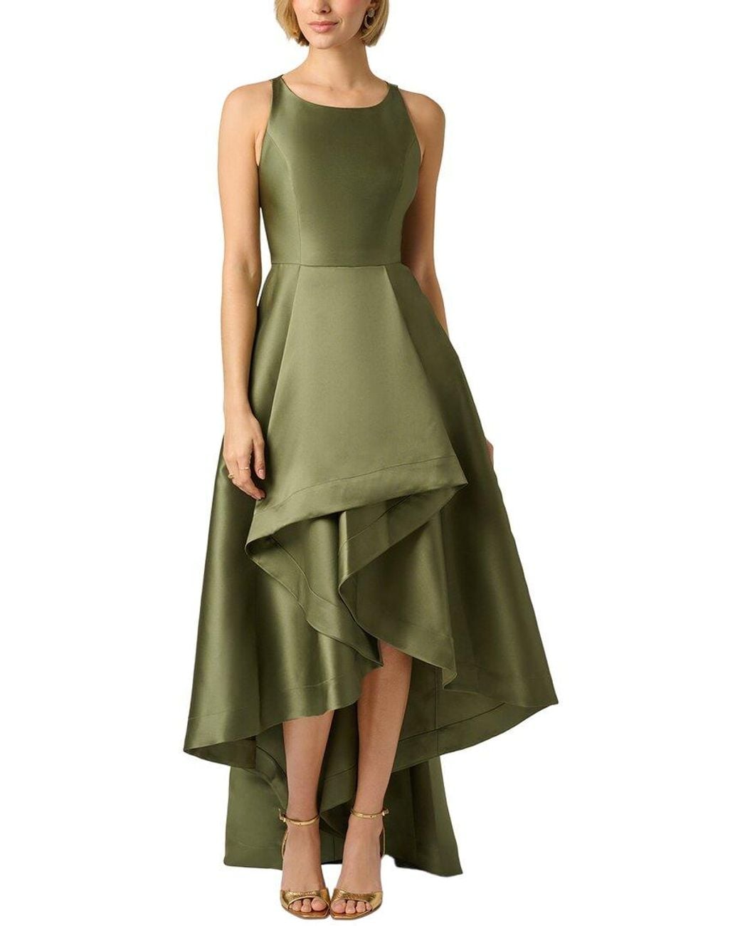 Adrianna Papell Green Sleeveless Solid Maxi Dress