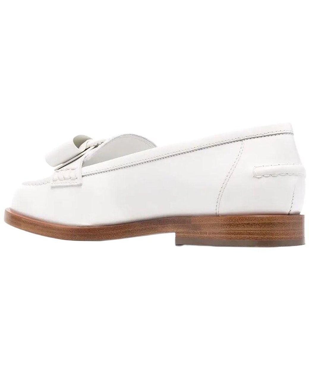 Ferragamo White Viva Bow Leather Loafer