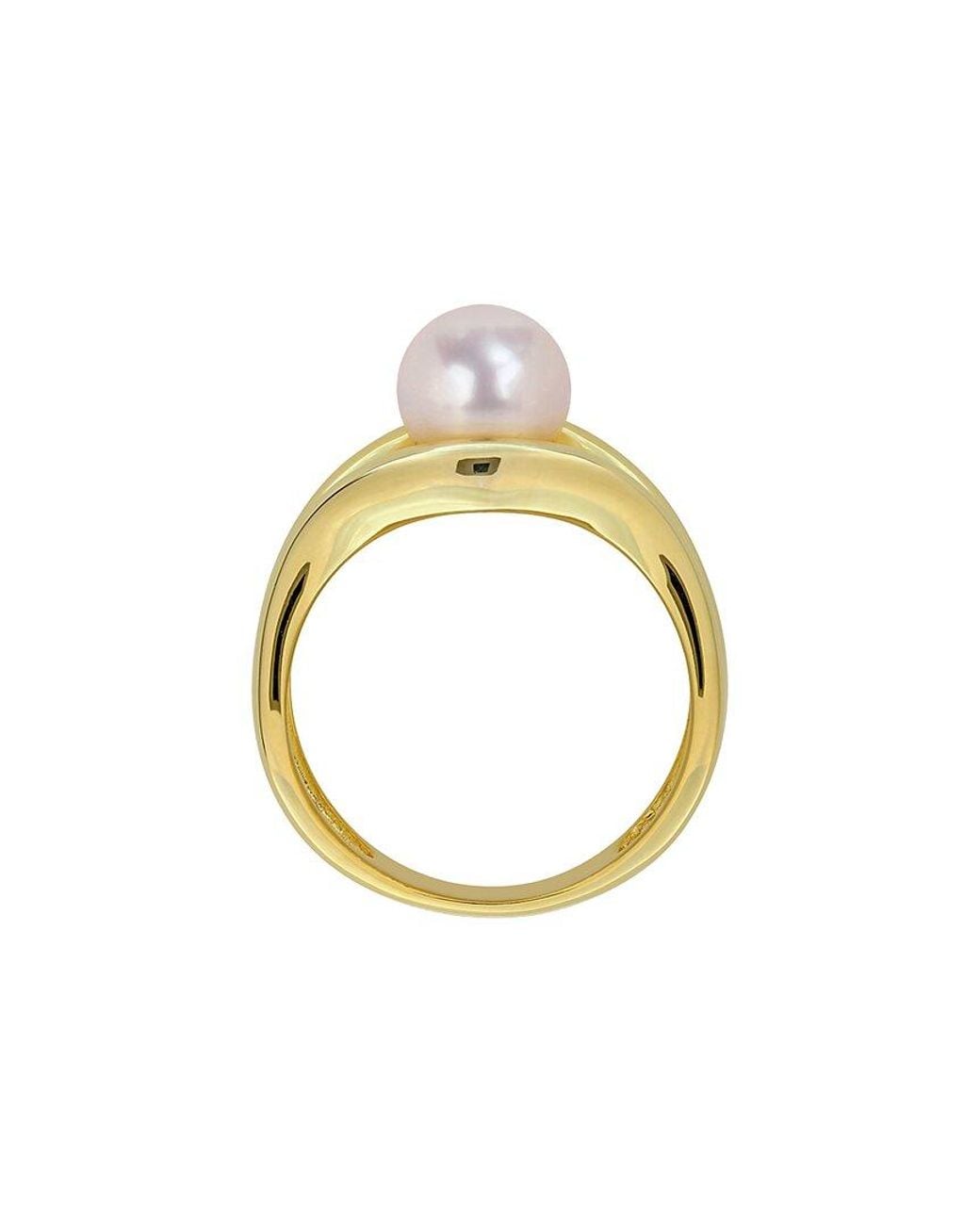 Rina Limor Metallic Plated 2.53 Ct. Tw. Lab-Grown Gemstone & 7-7.5Mm Pearl Ring
