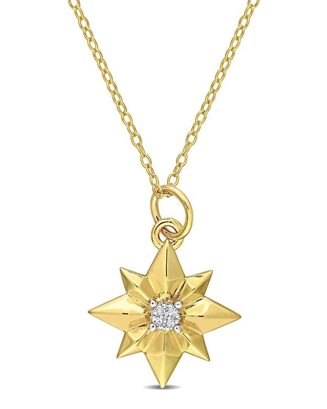 Rina Limor Metallic Gold Over Silver 0.02 Ct. Tw. Diamond Pendant Necklace