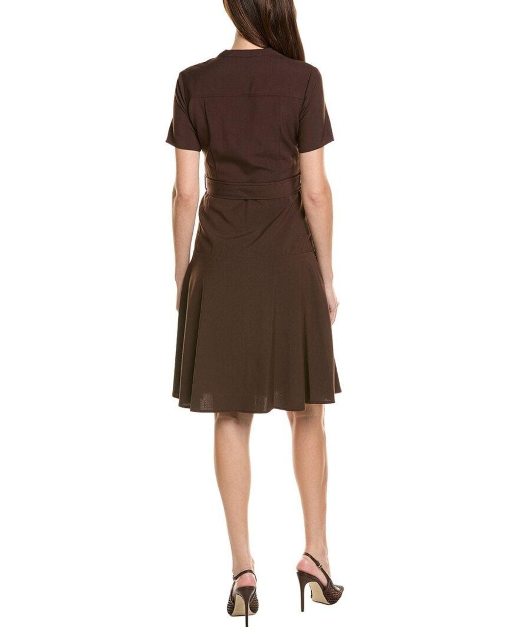 Sharagano Brown Short Sleeve Shirtdress
