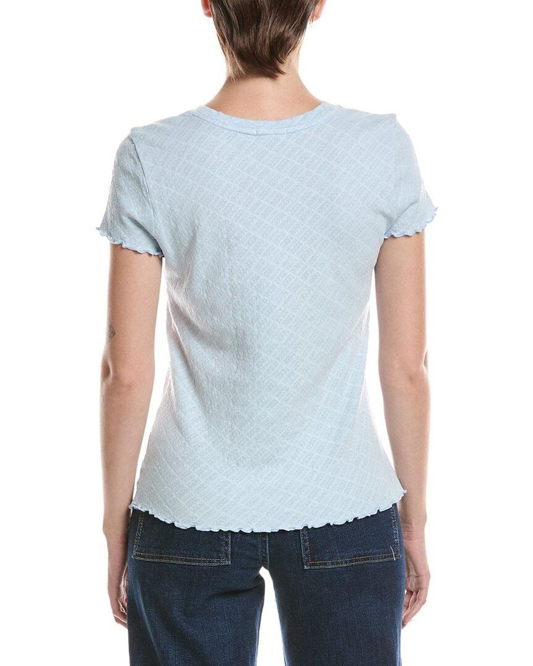 NIC+ZOE Blue Lace Knit T Shirt