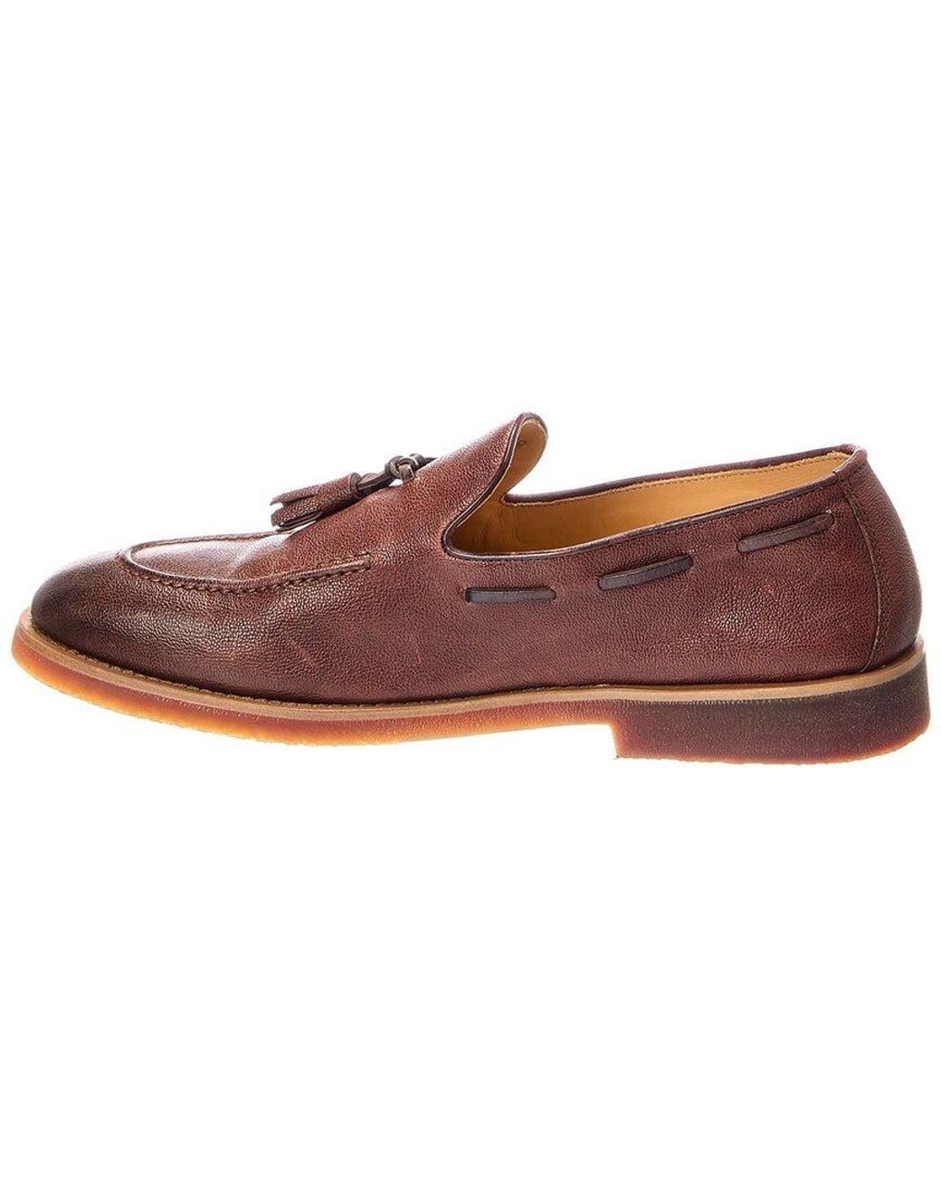 Brunello Cucinelli Brown Leather Loafer for men