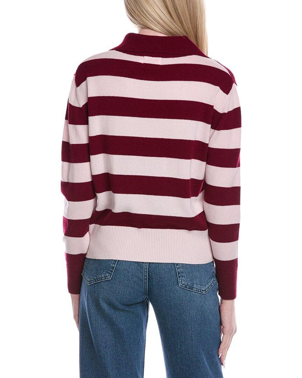 Brodie Cashmere Red Stripe Wool & Cashmere-Blend Henley Sweater