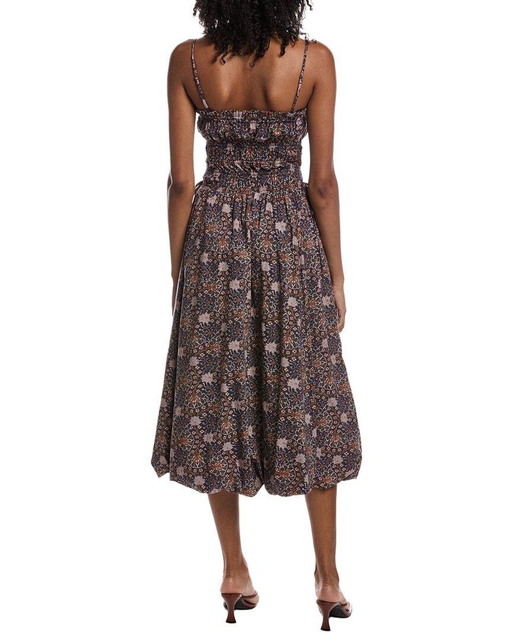 Current/Elliott Brown Square Neck Midi Dress