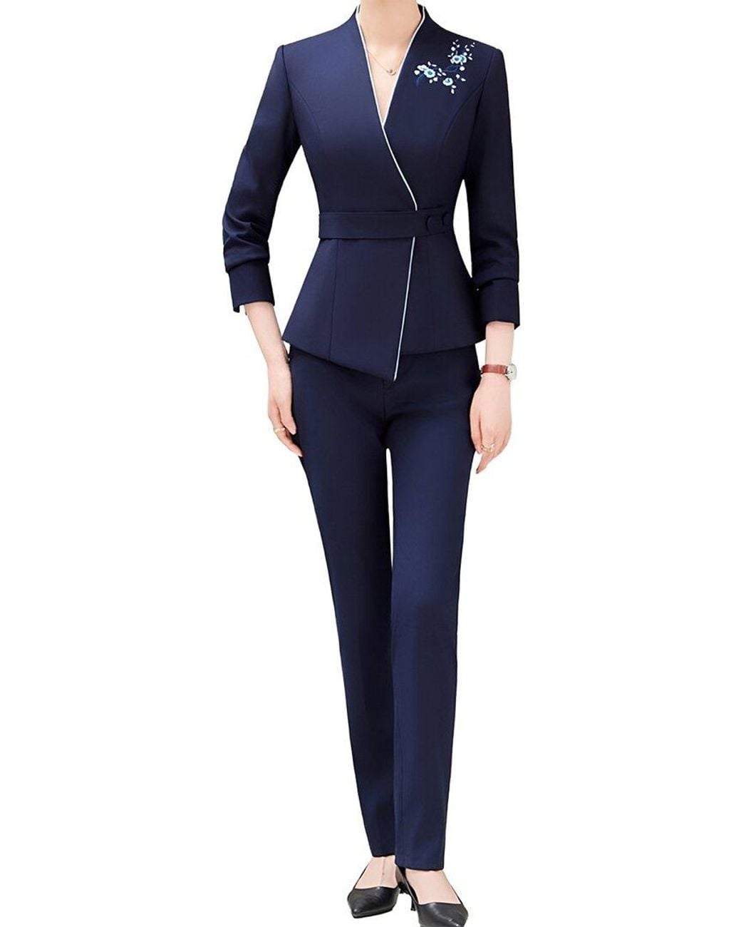 Olivia Taylor Blue 2Pc Jacket & Pant Set