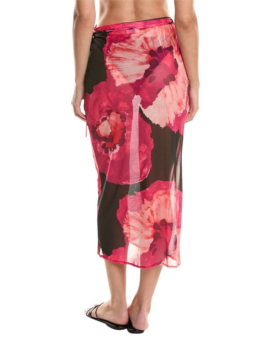 Natori Red Poppy Sheer Sarong