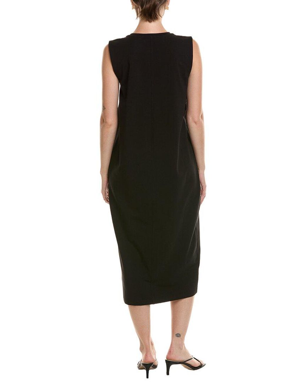 Eileen Fisher Black Solid Midi Dress