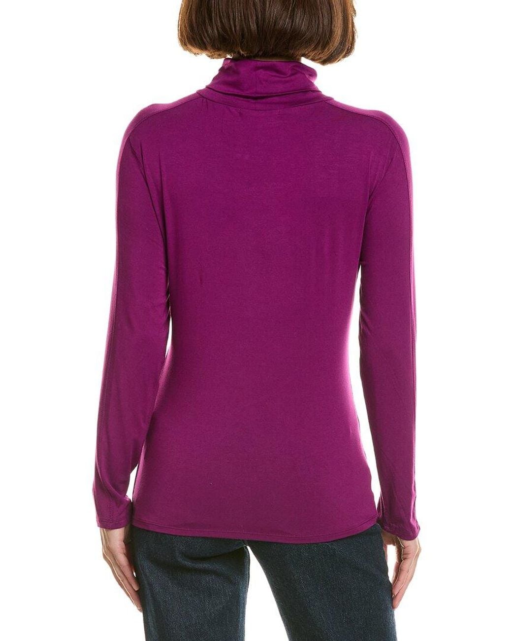 InCashmere Purple Fine Knit Turtleneck Top