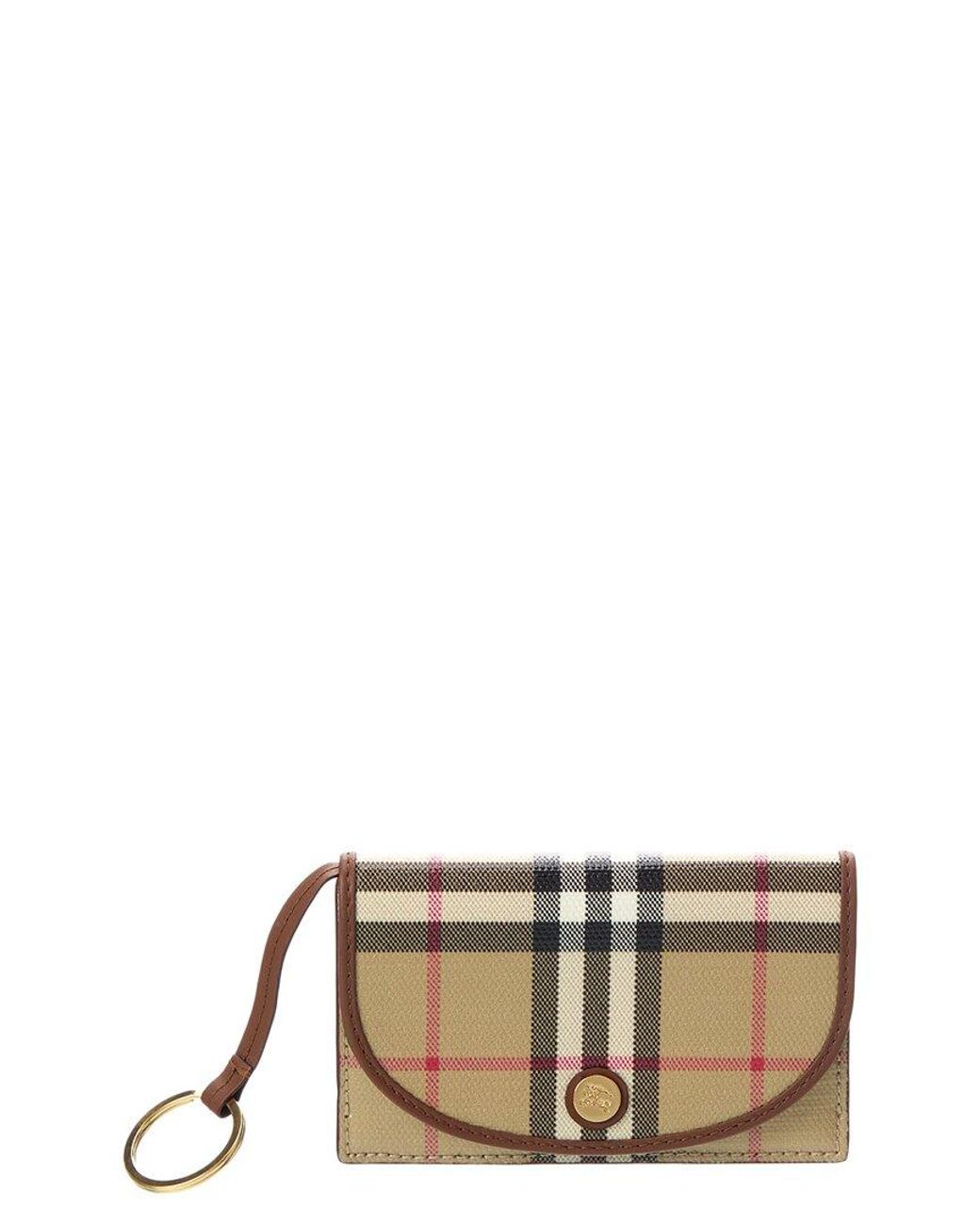 Burberry Natural Check E-Canvas & Leather Card Case