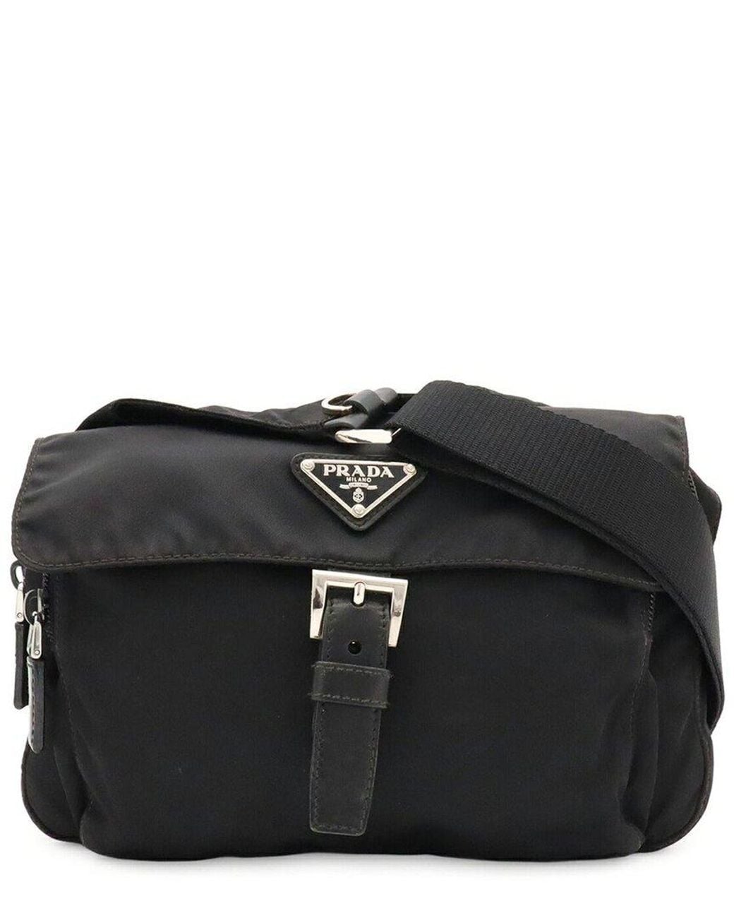 Prada Black Nylon Triangle Logo Crossbody (Authentic Pre-Loved)