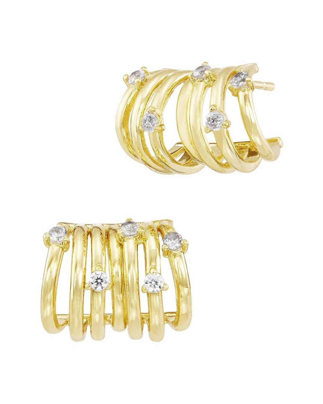 Savvy Cie Metallic 14K Plated Cz Hoop Earrings